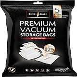 GENIE SPACE - Unglaublich starke, platzsparende Premium-Vakuumtaschen zur Aufbewahrung | 5 x EXTRA LARGE (100x80cm) | Luftdicht & wiederverwendbar | Erstellen Sie 80% mehr Platz | Für Kleidung usw.