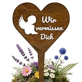 MOAZIFI Grabschmuck Wetterfest Grabengel mit Rostoptik - Grabstecker Grabdeko für Friedhöfe und Gärten, Zeitloses Engelsdesign zur liebevollen Erinnerung Verstorbene, Andenken für ewige Verbundenheit