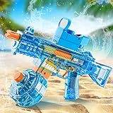 MOZC Automatische Wasserabsorbierende Elektrische Wasserpistole, Automatische Wasserpistole mit 500 ml Wassertank, Reichweite bis zu 33 Fuß, Schwimmbad-Hinterhof-Wasserspielzeug (transparentes Blau)
