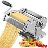 Nudelmaschine – 150 Rolle mit Pasta-Schneidemaschine – 7 verstellbare Dickeeinstellungen – Für perfekte Spaghetti oder Fettuccini, aus Legierter Stahl, Manuell