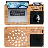 mikamax - Lapzer Laptop Schreibtisch - Bambus - Luftlöcher - Betttisch - Laptoptisch - Knietablett - Schoßtablett - 59 x 31 x 2 cm