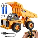 JOYIN Ferngesteuerter LKW Muldenkipper, 2,4 GHz RC Kipplaster Traktor Bagger Spielzeug mit Licht und Sound, Baufahrzeuge Spielzeugauto ab 3 4 5 6 7 8 Jahren Jungen, Weihnachts und Geburtsta Gsgeschenk