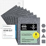 Filzgleiter selbstklebend zum Zuschneiden I 8 Stück 16 x 20cm - 4mm I Filzgleiter für Stühle I Filz selbstklebend I Möbelgleiter aus hochwertigem Nadelfilz I Stuhlgleiter Klebefilz (Grau)