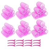 JZK 48-in-1 Groß klein lockenwickler mit Haarklammern Set papilotten locken für lange/kurze Haare und Fringe haarwickler selbsthaftend haarrollen für volumen Klettverschluss haare locken ohne hitze