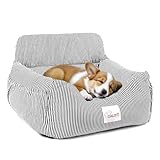 CALIYO Hundeautositz mit Stabiler Basis & Sicherheitsgurt | Hundesitz Auto für Kleine bis 10 kg | Memory Foam-Sitzauflage | Wasserdichter, Abwaschbarer Hundekorb mit Aufbewahrungstasche (Schwarz/Weiß)