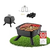 TZS First Austria 2in1 Elektrogrill Kugelgrill - extrem stabiler & kompakter BBQ Hybrid Elektrogrill für Balkon | 2000 Watt | Elektrisch oder Holzkohle | einfache Montage & Reinigung