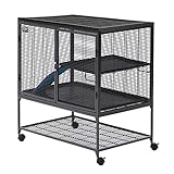 MidWest Homes for Pets Critter Nation Kleintierkäfig, Einzeleinheit, 2 Ebenen, inklusive Bodenwanne, Regal, Rampe und Bezug, für Ratten, Frettchen, Chinchillas, Kurzkopfgleitbeutler