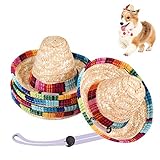 UIHOL Mexikanische Mini-Sombrero-Hüte, 16,3 cm, verstellbar, Cinco de Mayo Fiesta, Strohhut für Partygeschenke, Dekorationen, Kinder, Erwachsene, Haustiere, 5 Stück
