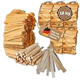 Landree Anfeuerholz, Anzündholz 18 kg (6 Netze a 3 kg) ca 20cm Scheitlänge, Nadelholz, trockenes und sofort einsetzbares Brennholz für Kamin und Ofen, Qualität aus Schleswig Holstein