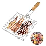 badaren BBQ Grillkorb, Grillkorb Fischbräter Set, Edelstahl Grillgitter, Grillrost Edelstahl – Praktisches Faltbarer BBQ Grillkorb zum Grillen von Fisch, Grillfleisch, Gemüse und Garnelen (BBQ-A)