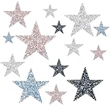 Bügelbilder Stern Patches, 18 Stück Bügelbilder Stern Patches zum Aufbügeln, Multi Farben Aufnäher zum Aufbügeln, Strass Star Applikation, Fünfzackiger Stern Aufnäher, für DIY, Kleidung, Hose, Hut