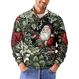 Weihnachtspullover Herren Pullover Bequem Langarmshirt Winterpullover Weihnachten Sweater Sweatshirt Streetwear Cord Pulli Hoodie Black Friday 2024 Angebote(3-Mint Green,XL)