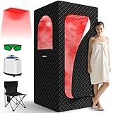 Tragbare Dampfsauna Infrarot Sauna für Zuhause - Dampfgenerator für Dampfbad mit 660nm Red Light Therapy, 3L 1200W Schnellaufheizung Dampferzeuger mit Fernbedienung, Portable Sauna zur Entspannung