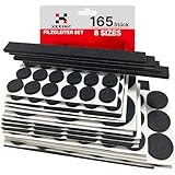 XEEINC Filzgleiter Selbstklebend 165 Stück - Filzgleiter für Stühle mit 8 Größen - 3mm Dicke Möbelgleiter Filz selbstklebend für Stühle Bodenschutz - mit Idealer Klebkraft - Schwarz