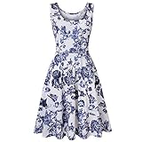 Damen Ärmelloses Sommerkleid mit Leopardenmuster, A-Linie, lässig, Partykleid, Sommer, Minikleid, bedruckt, ärmellos, Rundhalsausschnitt, Mini-Länge xl weiß