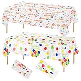 2 Stück Sterne Tischdecke, Luftballons Party Tischdecken, Bunt Wasserdicht Plastik Tischdecke, Abwischbar, Wiederverwendbar, Geburtstagsdeko, für Kinderparty, Feiern und Geburtstag, 137×274cm