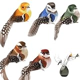 WGCHAIE 5 Stück Künstliche Vögel Deko, Künstliche Federvögel, Deko Vögel mit Clip, Kleine Vogelfiguren, Geeignet für Garten Frühling De-ko Party Dekoration