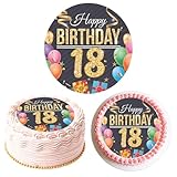 Tortenaufleger Happy Birthday 18 Essbare,Geburtstagskuchendeko,Runder Cake Topper Ø 20 cm,Essbare Kuchendeko,Tortendeko für 18 Geburtstag,Tortenaufleger Tortenbild
