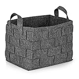 N8WERK Filz-Aufbewahrungskorb mit Griff 35x25x25cm | Ideal zur Aufbewahrung von Kaminholz & Zeitschriften | Strapazierfähig & vielseitig | Faltbarer Aufbewahrungskorb zur Lagerung [Dunkelgrau]