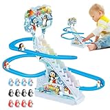 Pinguinrutschen-Spielzeug, niedliches Pinguin-Rennspiel, musikalisches Pinguin-Spielzeug, LED-Blinkende Pinguinbahn, Achterbahn-Spielzeug, lustiges Pinguin-Rennspielzeug, 25,5 x 14 x 24,5 cm, für