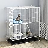GOOFFY Katzenkäfig Katzenlaufstall Katzengehege Katzenkäfig Outdoor Zusammenklappbar Große Katze Zuhause Innen Katzentransportbox Harter Chinchillakäfig Hängematte (Size : 74cm*37cm*84cm)