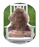 Premium Lammfell Schaffell von LANABEST. Echtes Fell mit ganz zarter Wolle. Kuschelfell, geruchsarm, schadstoffarm und chromfrei. Geschenkqualität. Länge ca. 95cm (beige, Taupe)