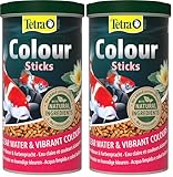Tetra Pond Colour Sticks - Fischfutter für Teichfische, für natürliche Farbenpracht und klares Wasser im Teich, 1 L Dose (Packung mit 2)