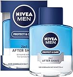 Nivea Men Protect und Care 2-in-1 After Shave im Aftershave pflegt die Haut nach der Rasur, beruhigende und erfischende Gesichtspflege, 100 ml
