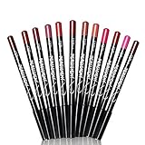 12 Farben Professioneller Lippenstift Lipliner, Wasserfester Lipliner, Konturstifte Mit Deckel, Matte Langlebig Wasserdicht Lipliner Set