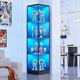 BROTTAR Vitrine mit LED Beleuchtung, Acryl Vitrine mit Menschlicher Sensor, Regal mit türen für Sammlervitrine Und Wohnzimmer Schlafzimmer, Eckschrank Schwarz