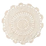 Niceminiwall Handgefertigtes Tischset aus Häkelspitze, Baumwolle, Tischdeckchen, Deckchen, Abdeckkissen für Esszimmer, Café, Hotel, 13/25/35/45 cm (Beige) (25 cm)