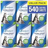 PetLovers Extra klebrige Fusselrolle Mega Value Set 450 Blatt für die Tierhaarentfernung, Hunde- und Katzenfusselentfernung 6 Nachfüllungen