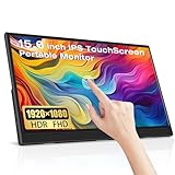 Lrtzcbi Touchscreen Tragbarer Monitor 15,6 Zoll, HDR 1080P IPS Bildschirm Monitor mit USB C HDMI Ständer/Duale Lautsprecher, Tragbarer Monitor für Laptop/PC/Phone/Switch/PS3/4