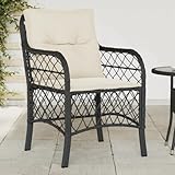 WKIEQACO Outdoor-Sitz, Gartenstühle mit Kissen, 2 Stück, schwarzes Polyrattan