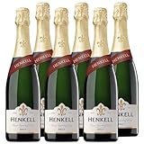 Henkell Sekt Brut (6 x 0,75 l) - Feinperliger Sektgenuss, elegante Cuvée aus den beliebtesten Rebsorten wie Chardonnay, fruchtig-frischer Geschmack, VEGAN