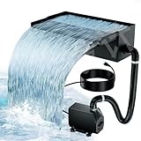 Biling Teich Wasserfall Blatt Set, 20cm Edelstahl-Überlauf-Poolbrunnen mit 660GPH Pumpe und langlebigem Rohr für Teich, Pool, Bachlauf, Garten, Terrassendekoration