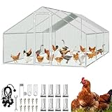 Hebitod Freilaufgehege Hühnerstall, 3x6x2m Metall Käfige Kleintierstall mit Sicherheitsschloss und Wasserdichtes Hühnerauslauf-Abdeckung, Freigehege für Hühner,Vogelkäfig, Pflanzen