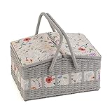 Hobby Gift Nähkästchen groß, Weidenkorb mit zwei Deckeln, Wildblumen