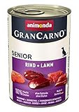 GranCarno Hunde Nassfutter Senior mit Rind + Lamm (6 x 400g), Hundefutter nass ohne Getreide und Zucker von animonda für älterere Hunde ab 7 Jahren mit frischen fleischlichen Zutaten