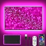 LED TV Hintergrundbeleuchtung, 5m LED Streifen für 45-75 Zoll TV, USB Led Strip mit Musik Sync, RGB TV Backlight Bluetooth APP&Fernsteuerung, Led Fernseher Beleuchtung für Deko (16.4FT for 45'-75'TV)