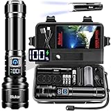 Blukar Taschenlampe LED Aufladbar, Extrem Hell Hohe Helligkeit Taschenlampen Zoombare Handlampe mit 5 Lichtmodi, IP67 Wasserdicht Flashlight Torch für Camping, Outdoor, Notfäll