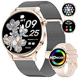 LIGE Damen Smartwatch Ultra-Dünne mit Bluetooth Anruf IP68 Wasserdicht AMOLED Display 120+ Sportmodi Herzfrequenz/Schlaf/Schrittzähler für iOS Android Elegante Fitness Armbanduhr Schwarz
