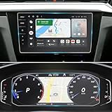 YEE PIN Kompatibel für VW Troc/Polo MK6 /Tiguan2 / Passat B8/ Touran MK2 / T-cross/Golf 7.5, 9H Gehärtetes Glas Displayschutzfolie 8 Zoll, VW-Zubehör (Navigation + Instrumententafel Schutzfolie)