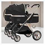 MEHWSAR Side-by-Side-Doppelkinderwagen for Neugeborene und Kleinkinder, Zwillingskinderwagen, Faltbarer Zwillingskinderwagen, Abnehmbarer Kinderwagen, Doppelkinderwagen(Black)
