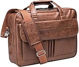 Herren Laptoptasche, 39,6 cm (15,6 Zoll), Leder, wasserabweisend, für Geschäftsreisen, Aktentasche, Arbeit, Computertasche, Schulranzen, Geschenk für Ehemann, Braun