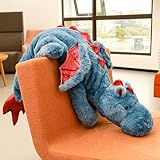 Jokapy 70-150 cm Kuscheltier Drache, Plüschtier Schlafkissen Große Weiche Lange, Riesige Plüschtier Flauschiger Kissen Geschenk für Kinder Freundin(90cm,Blau)