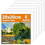 Mokani Leinwand zum Bemalen Set (6er Pack) - 20x20 cm, Vorgespannte Weiße Künstler Canvas Panel Leinwände - 2.5mm starkem Malkarton -Geeignet für Acryl und Öl Malerei Sowie zum und Zeichnen