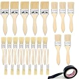 Flachpinsel Set, Pinselset mit 26 Stück, 12/25/38/50 mm Breite, Malerpinsel Set mit Holzgriff, Pinsel Set für Farben Lack Klebstoffe, Flachpinsel Lasurpinsel für DIY, Malerbedarf zum Streichen