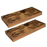 HOOBRO Wandregal, Schweberegal 2er-Set, stabile Wandboards, 40 x 20 x 3,8 cm Hängeregale, mit unsichtbaren Halterungen, für Bad, Schlafzimmer, Küche, Büro, Wohnzimmer, Vintagebraun EBF40BJ01