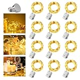 12 Stück 3 m 30 LED Twinkle Lichter, batteriebetrieben, 3 Geschwindigkeitsmodi, extra 12 Batterien für Ersatz, wasserdichte Mini-Lichterkette, Lichterkette für DIY-Weihnachtsdekoration